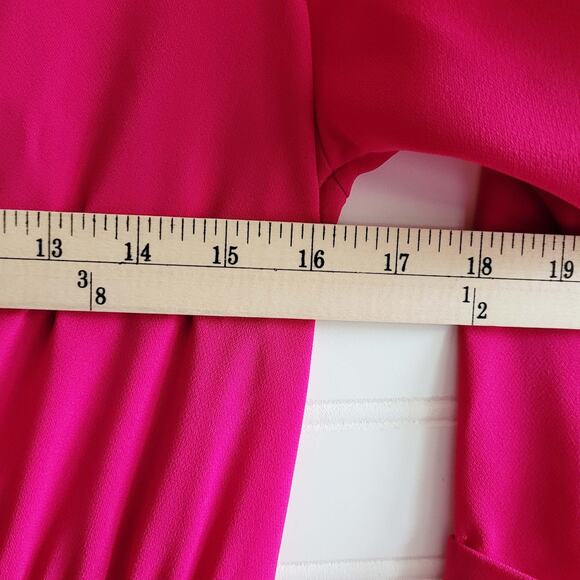 Everly Dress Womens Small Pink 3/4 Sleeve V Neck Elastic Waist Partly Lined USA - Picture 5 of 12